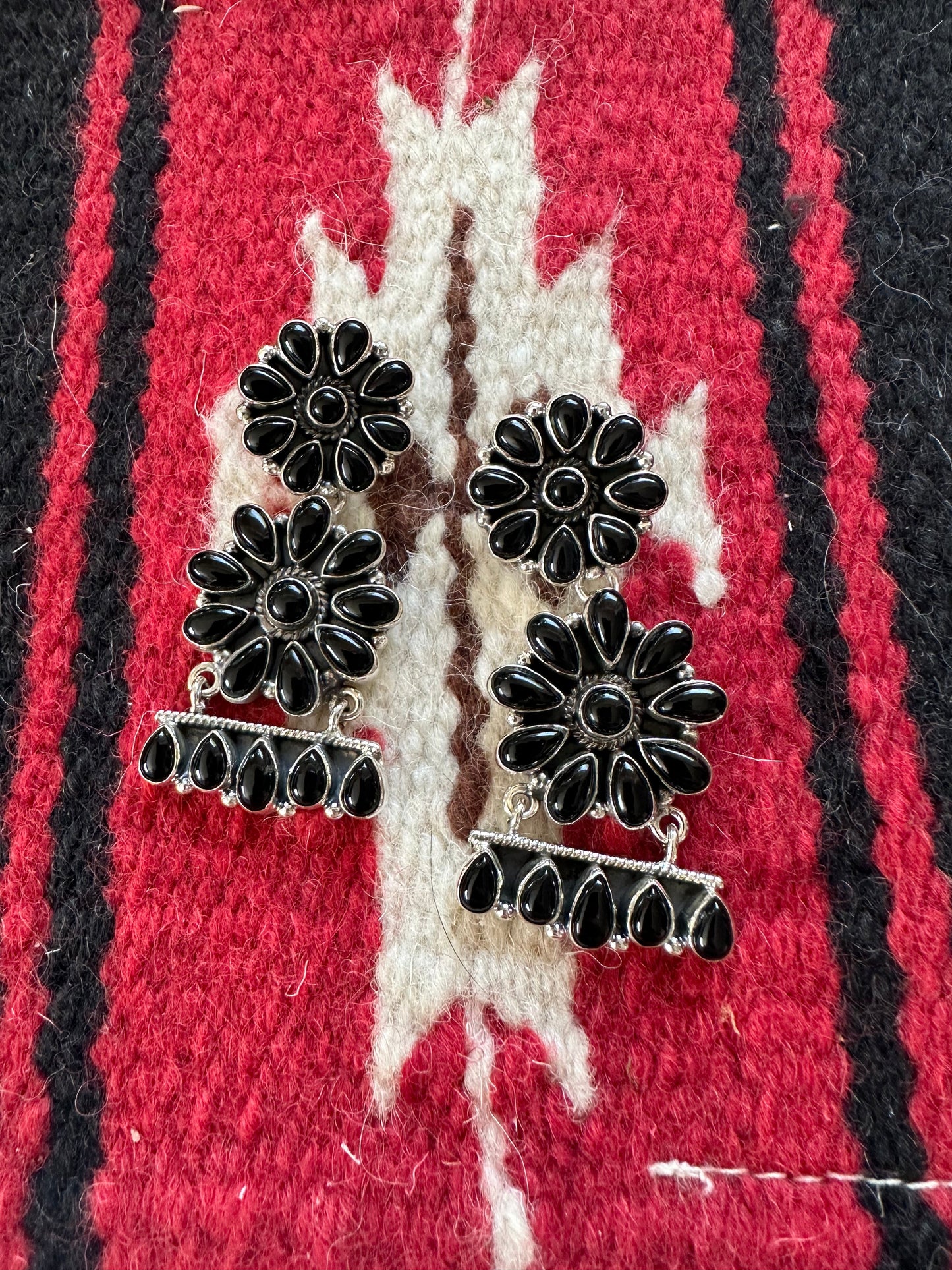 “Cowboy Charms” Nizhoni Onyx and Sterling Silver Dangle Earrings