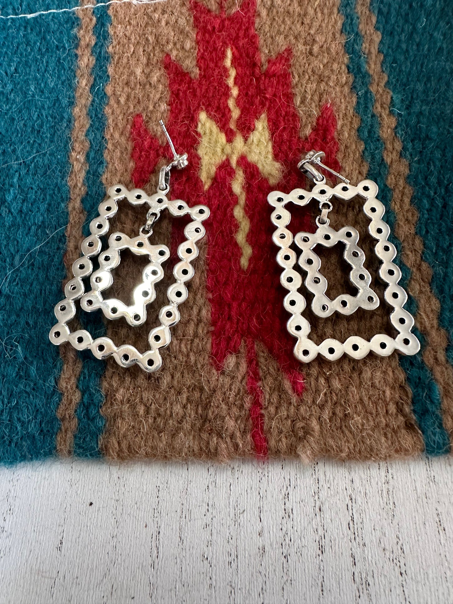 “Rodeo Queen” Nizhoni Sterling Silver & Blue Mojave Rectangle Dangle Earrings