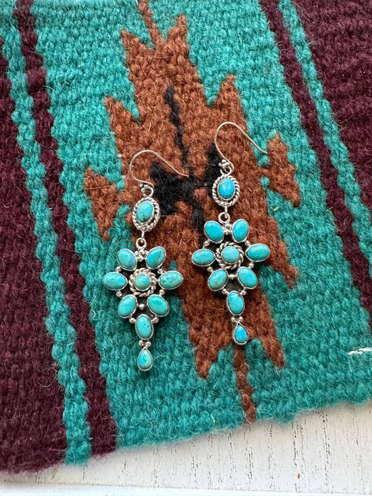 “Turquoise Twlight” Handmade Turquoise and Sterling Silver Dangles