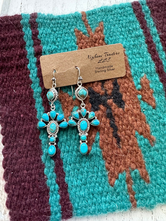 “Turquoise Twinkle” Handmade Turquoise and Sterling Silver Dangles