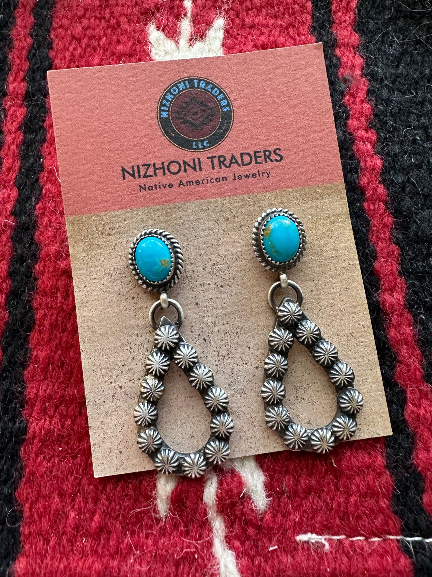 “Turquoise Spirit” Navajo Turquoise & Sterling Silver Dangle Earrings Signed