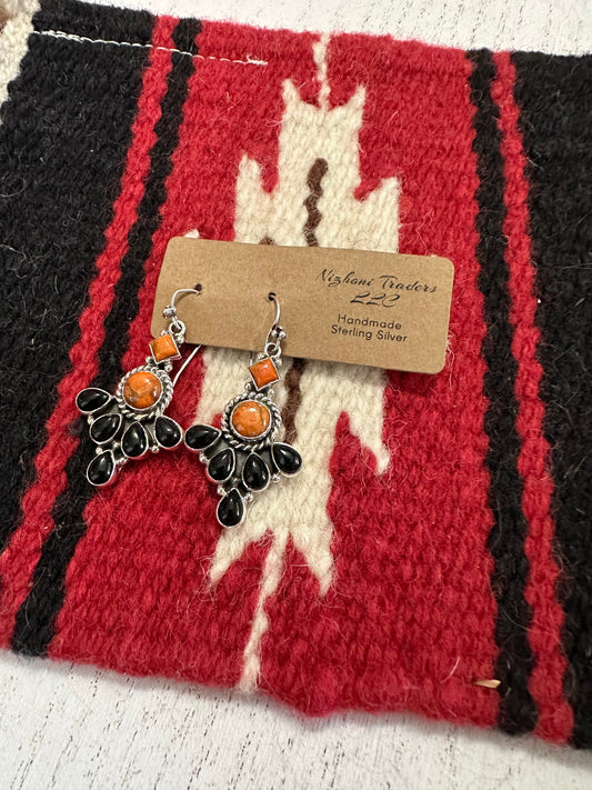 HALLOWEEN COLLECTION Nizhoni Black Onyx, Orange Mojave & Sterling Silver Dangle Earrings