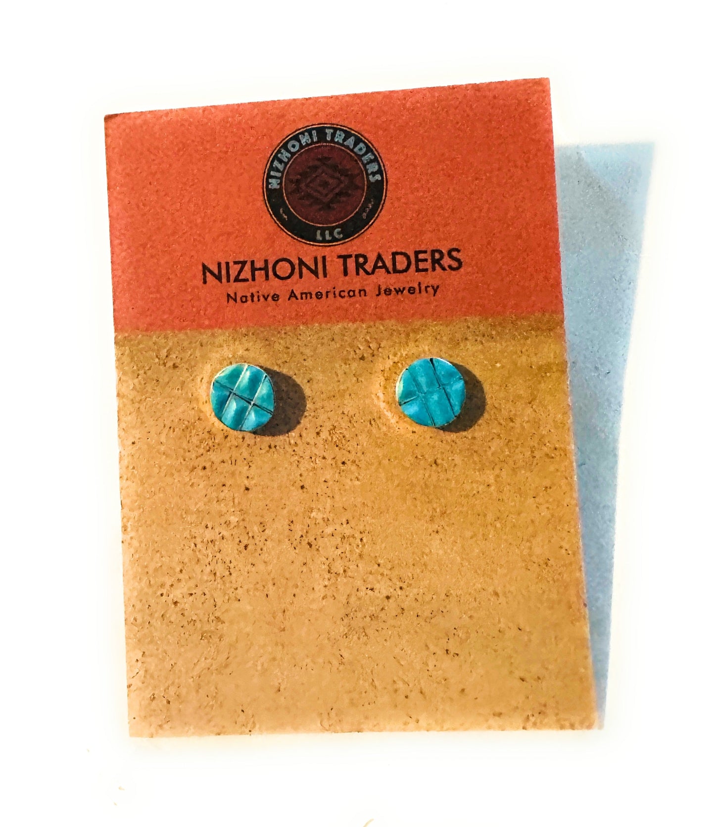 Zuni Sterling Silver & Turquoise Inlay Stud Earrings