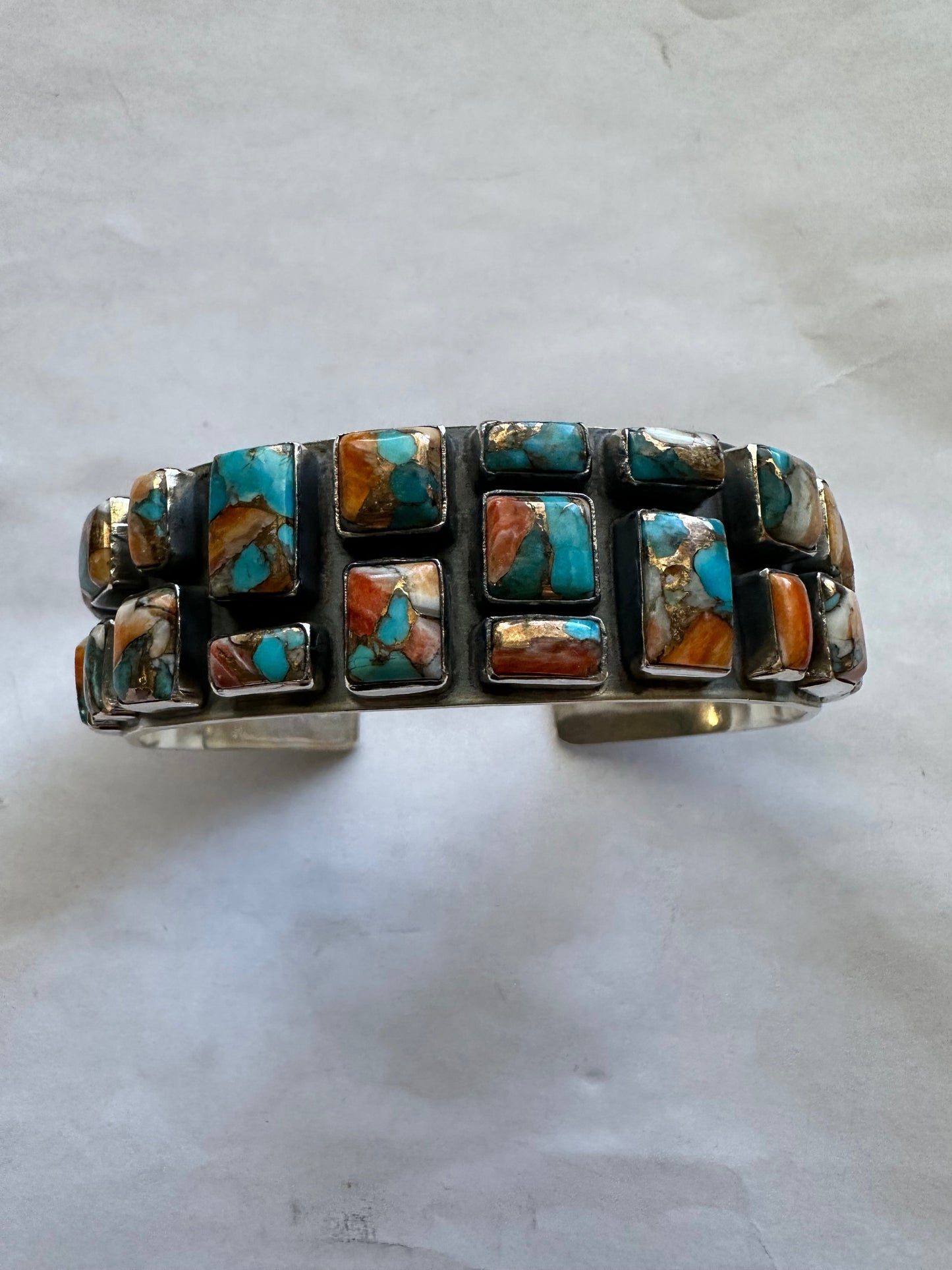 “Earth’s Treasures” Handmade Blue Mojave & Sterling Silver Adjustable Cuff Bracelet