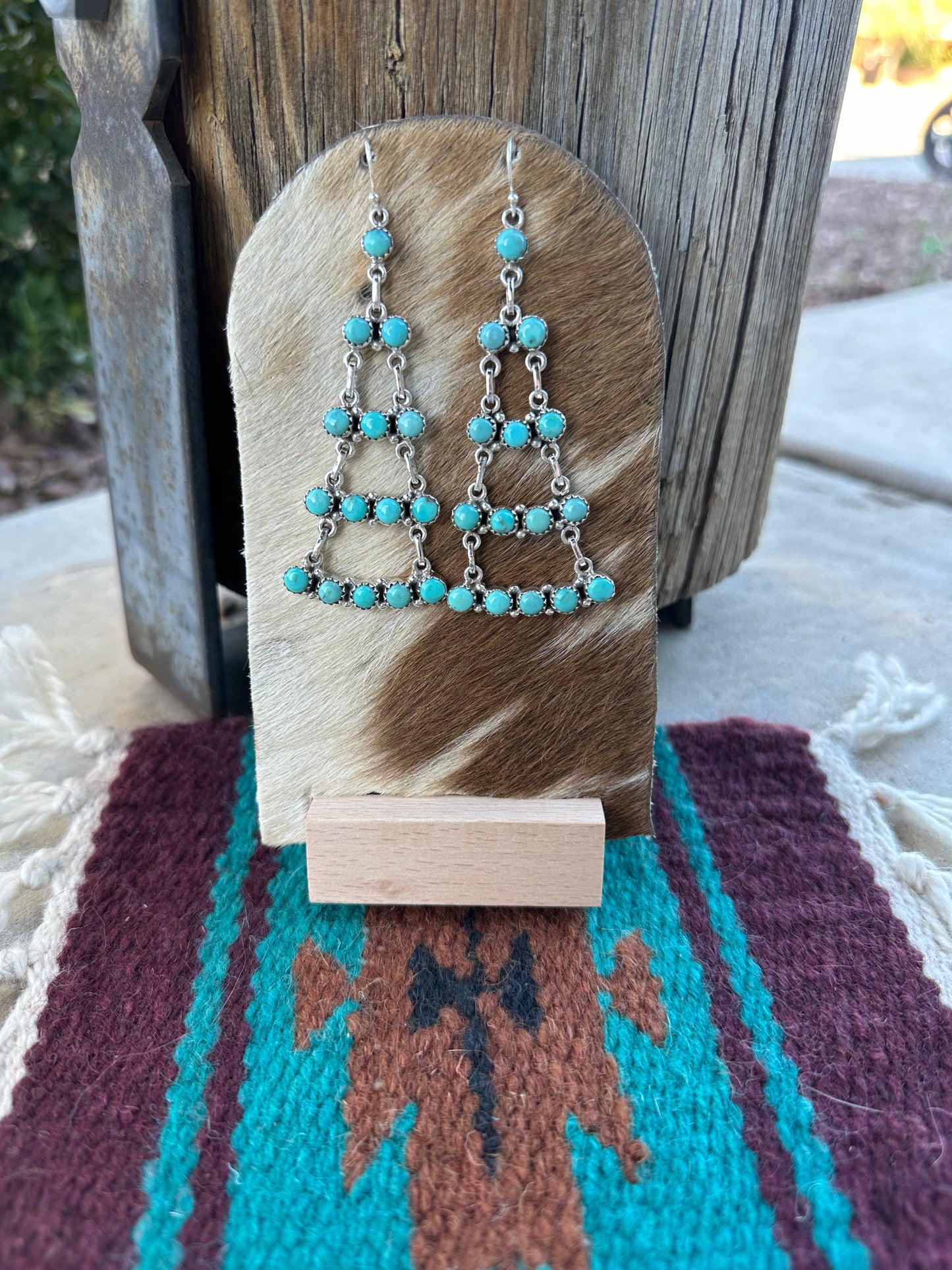 “Desert Nights” Nizhoni Handmade Turquoise and Sterling Silver Dangle Earrings