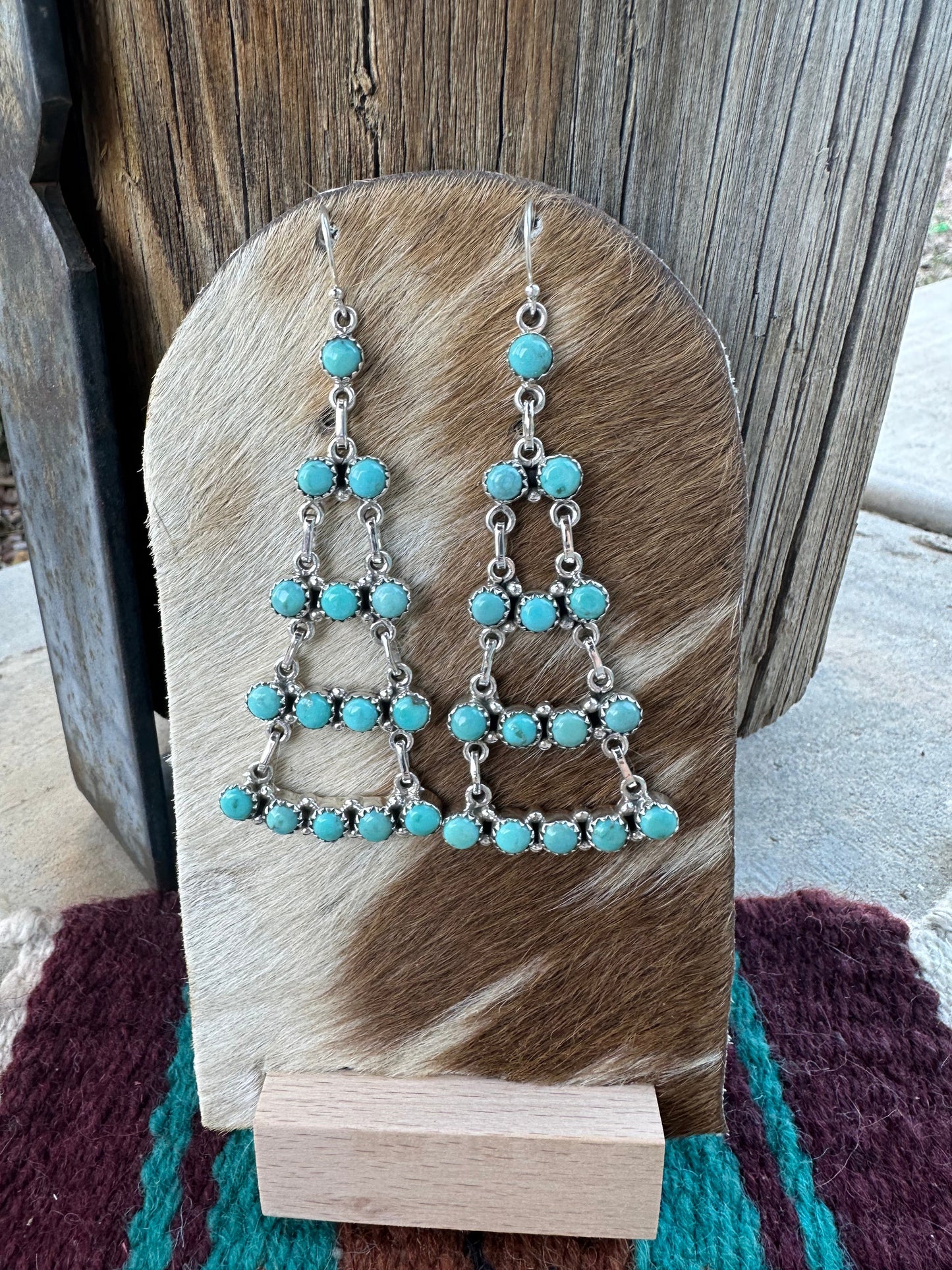 “Desert Nights” Nizhoni Handmade Turquoise and Sterling Silver Dangle Earrings