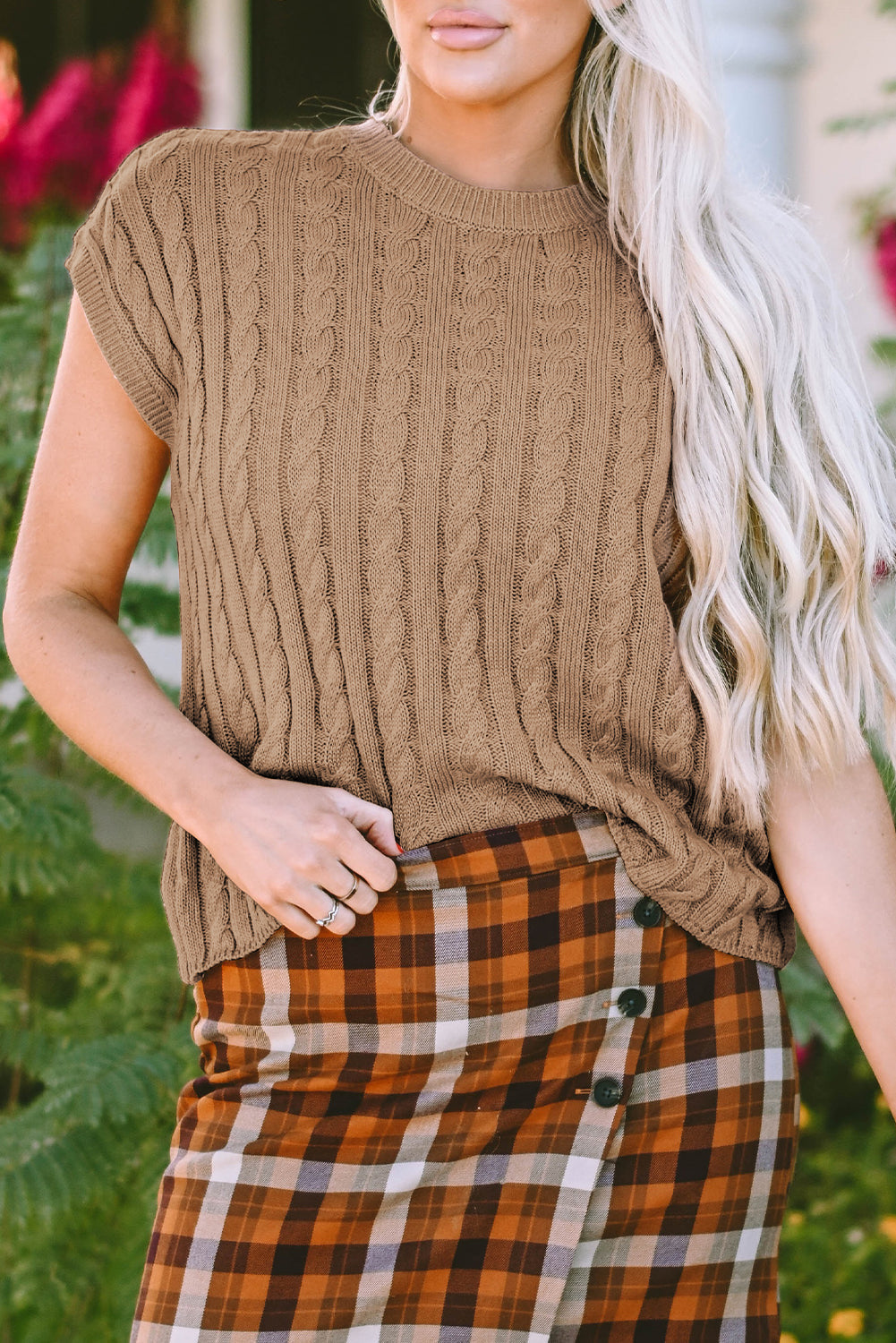 Braided Knit Sweater Vest