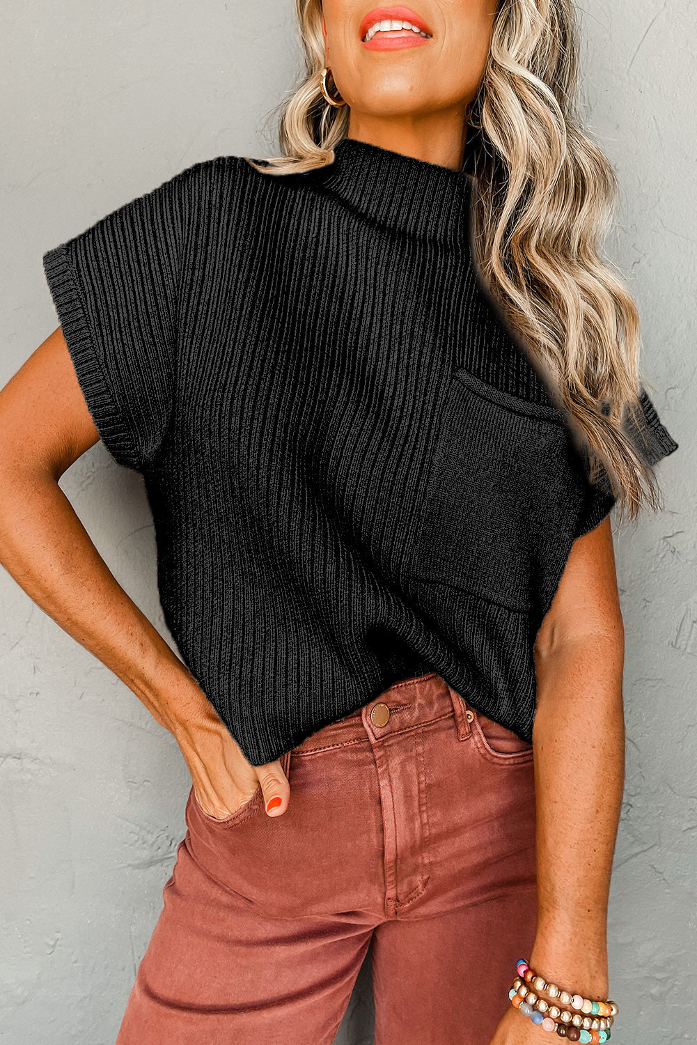 Lindsey Ribbed Knit Sweater Vest