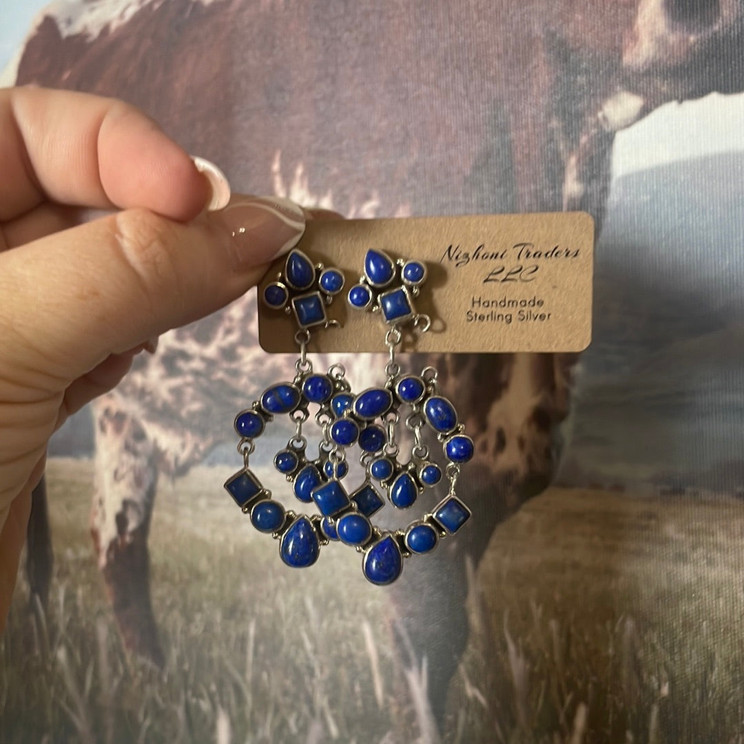 Beautiful Handmade Lapis Dangle Earrings By Dan Dobson