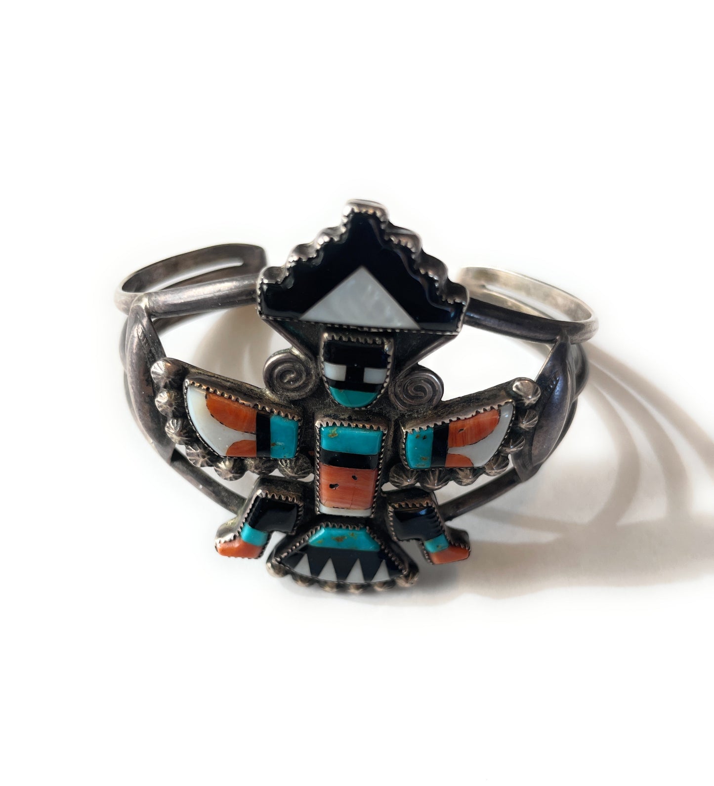 1940’s Zuni Multi Stone & Sterling Silver Cuff Bracelet