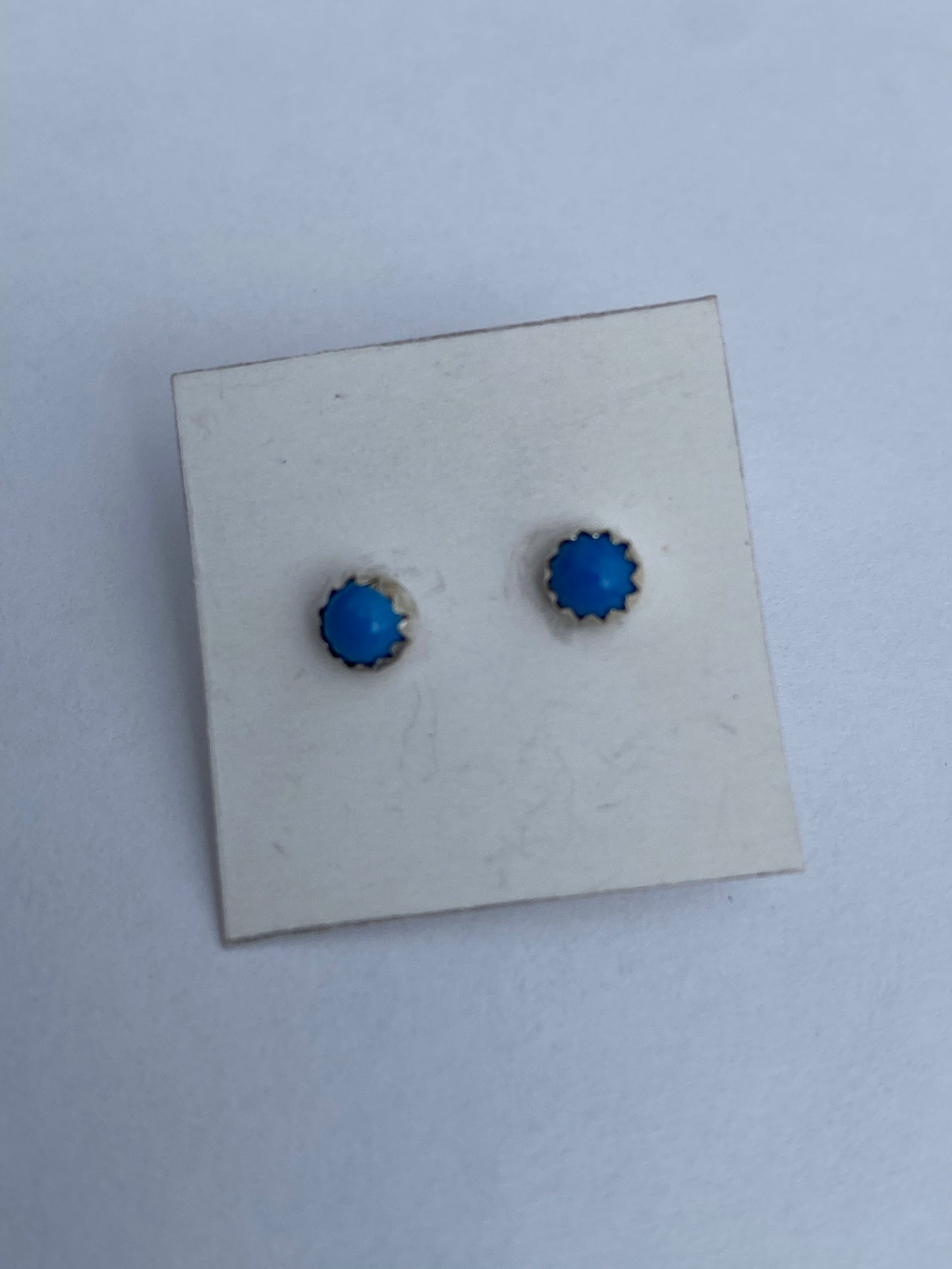 Zuni Sterling Silver Mini Denim Lapis Stud Earrings