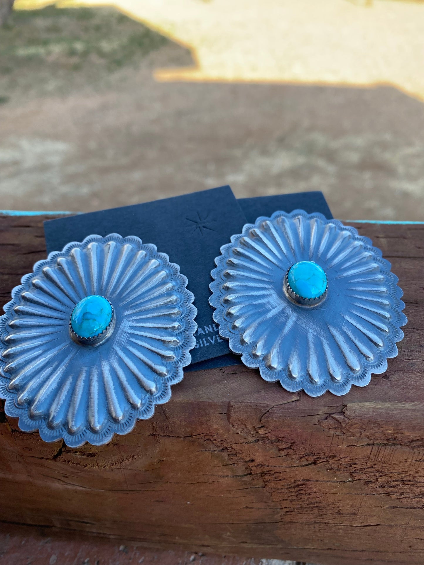 Dale Morgan Navajo Kingman Turquoise & Sterling Concho studs